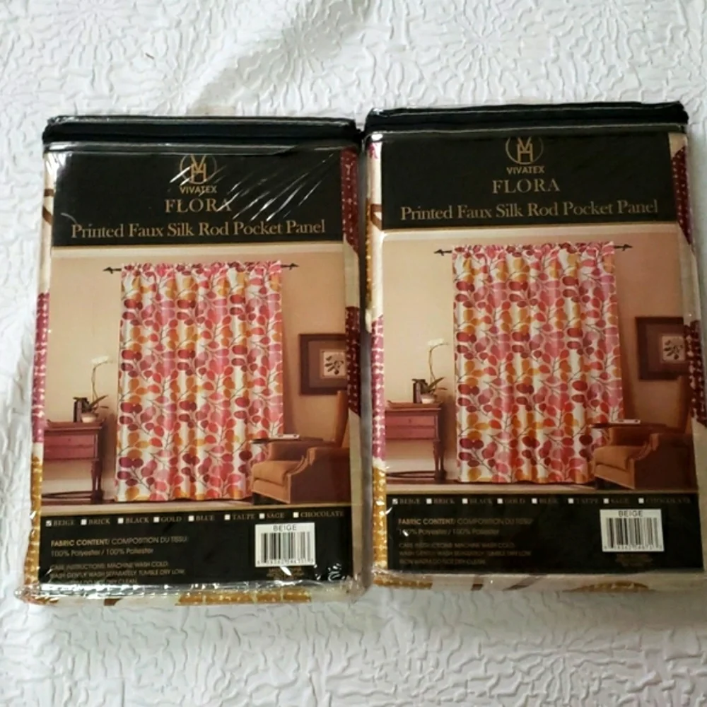Vivatex Flora Printed Faux Silk Rod Pocket Panel Curtain 60